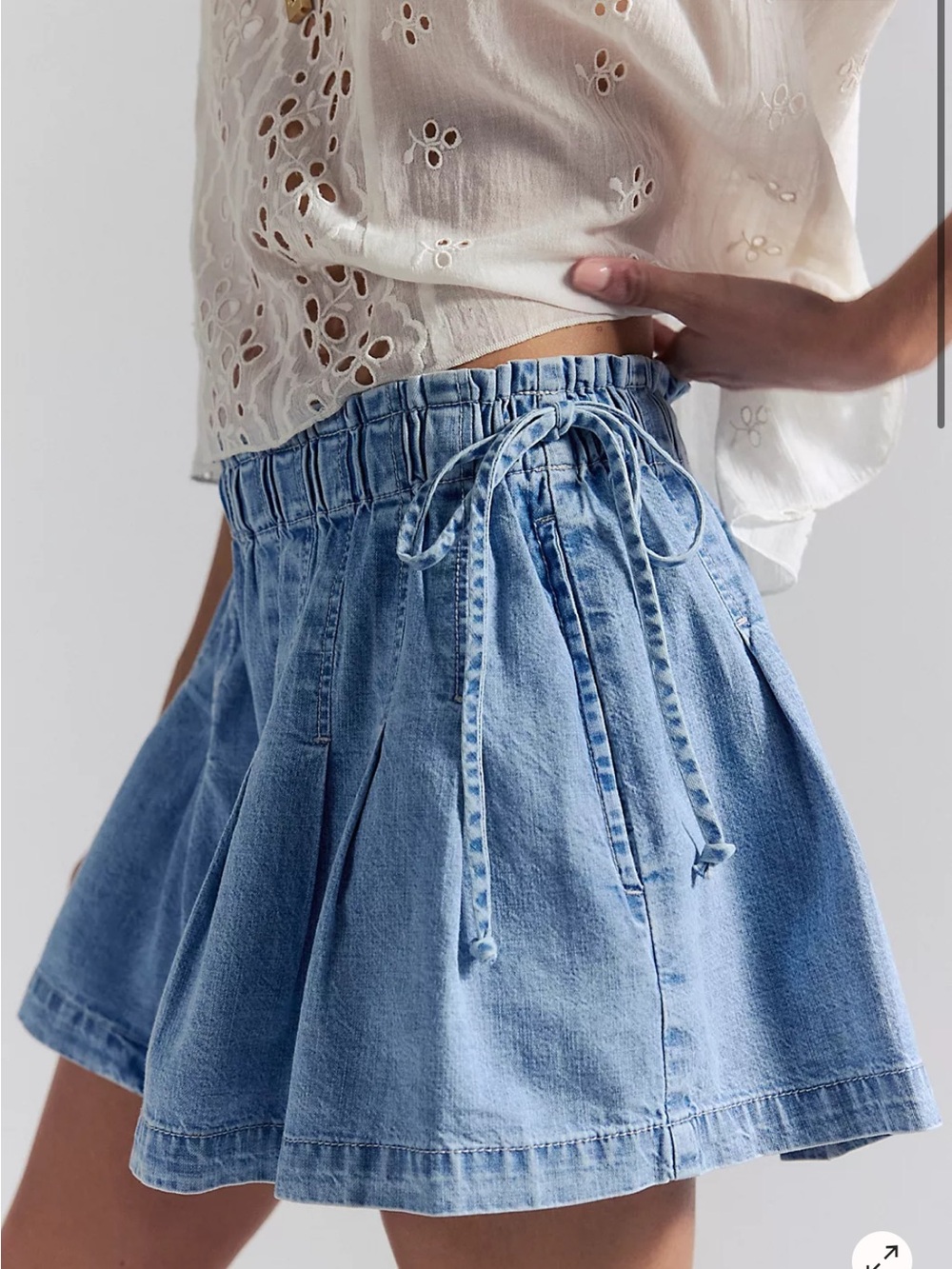 We The Free Light Blue Denim Pleated Shorts sz M